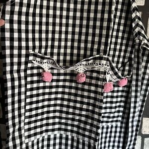 59 in. Round Tablecloth with Crochet Pigs and Matching Apron with Pockets